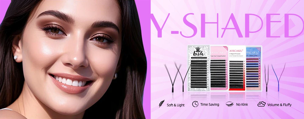 MASSCAKU U-Form YY Wimpernverlängerung C D Curl 0,07 mm Dicke Y-Stil Wimpern Professionelle handgemachte vorgefertigte Fächerwimpern – Detail 1