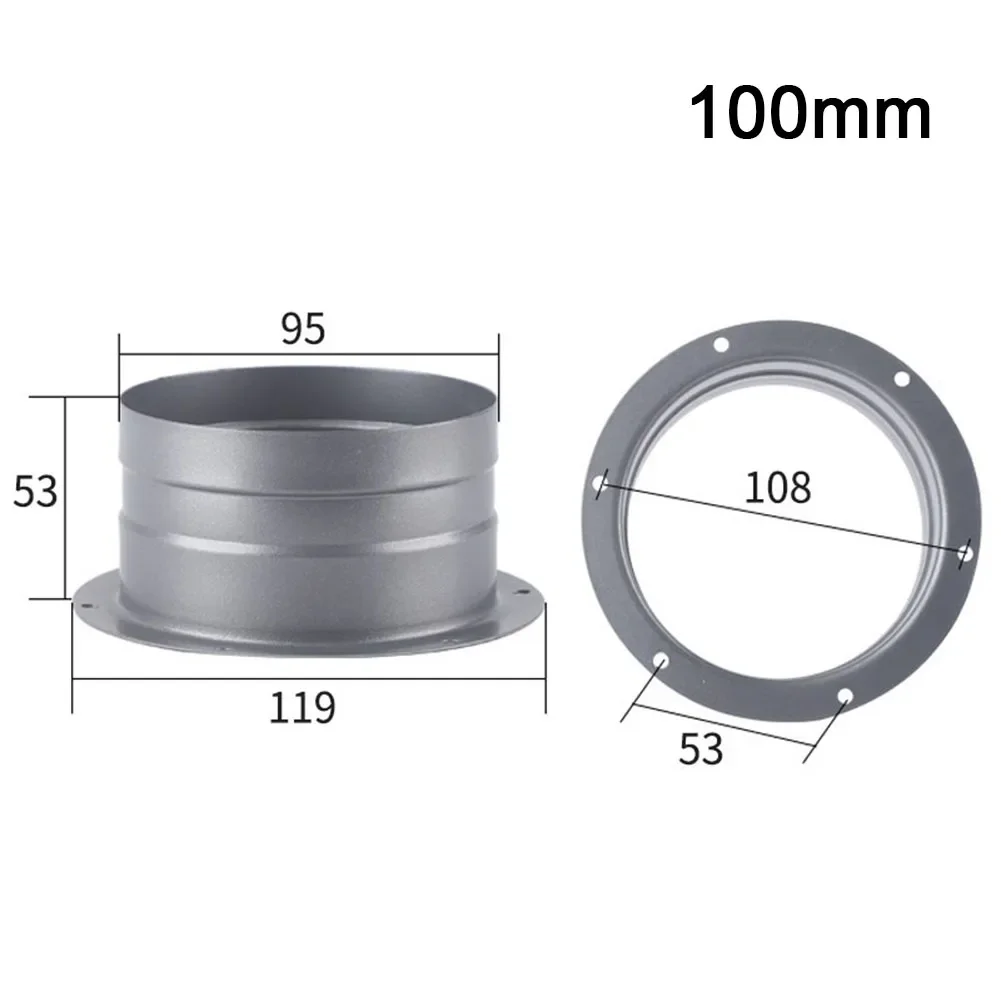 Adapter Flange Connection Flange Flange Adapter Gray Metal Vent Pipe Wall 100mm 120mm 150mm 1pcs 200mm Brand New