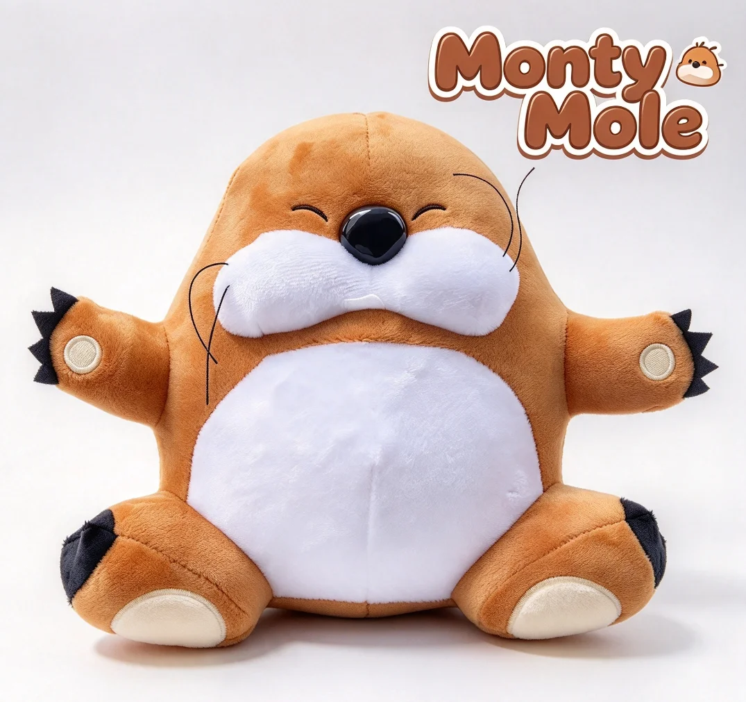 Mario Game Character Cute Brown Mole Plush Toy, Soft Stuffed Animal Doll Cartoon Character Plushie Collectible Gift for Children