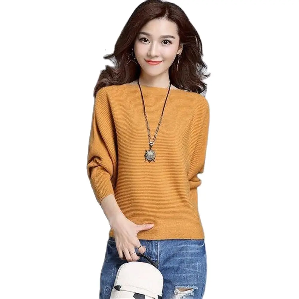 

Autumn Women Sweaters Batwing Sleeve Jersey Mujer Jumper Slash Neck Women'S Knitted Pullover Spring Knit Outerwear 3XL