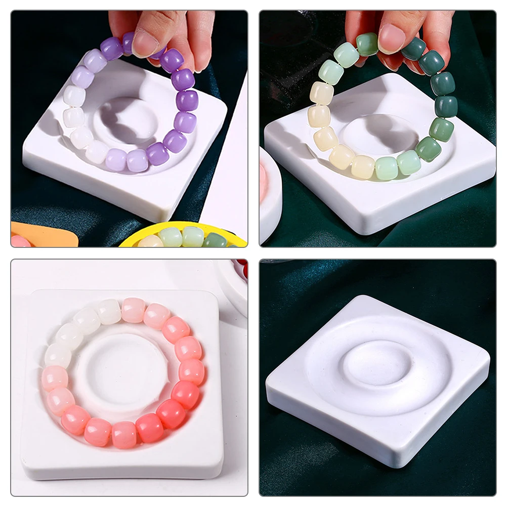 

Beaded Bracelet Display Tray Square Resin Jewelry Plate Practical Bracelet Holder for Display Storage Desktop Bangle Dish