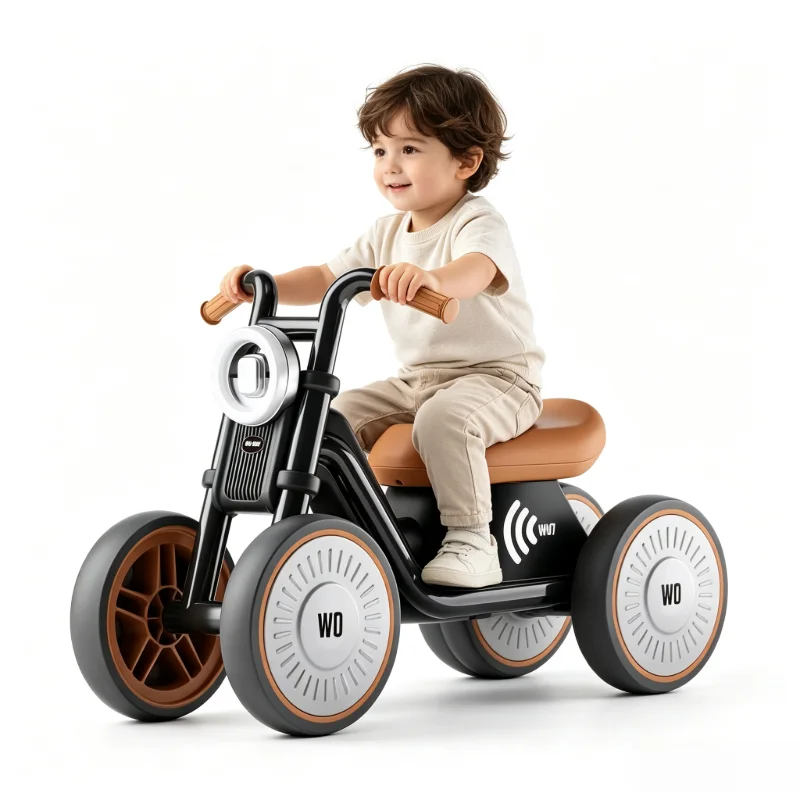Vintage Kids Balance Bike No Pedal Toddler Walking Gliding Bike Silent Wheels Baby First Ride On Toy For 1-3 Years Old