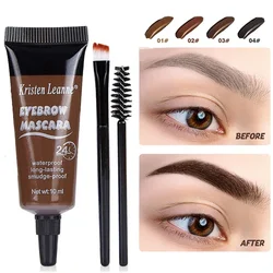 Waterproof Eyebrow Enhancer Cream with Brush Makeup Lasting Fast Tint Easy Dye DIY Natural Brow Gel Tattoo Tint Cosmetic 4 Color