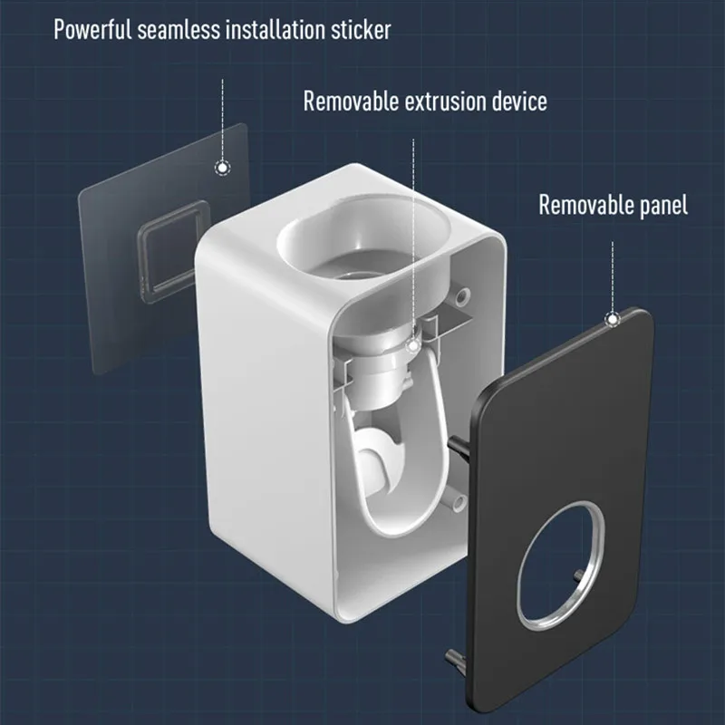 Dispensador automático de pasta de dientes, exprimidor de pasta de dientes, montaje en pared, almacenamiento de pasta de dientes a prueba de polvo, accesorios de baño