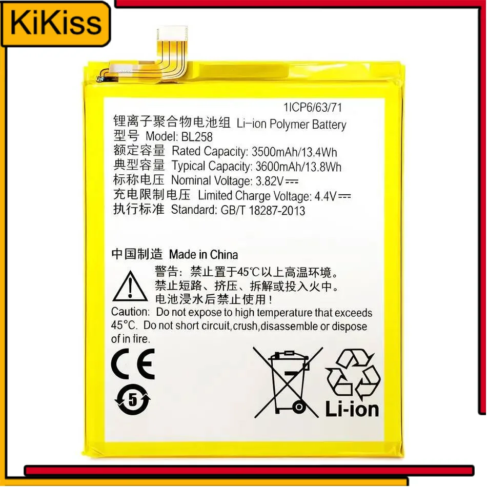 

For Lenovo Lemeng X3 C50 C70 Mobile Phone Battery Fast Charging Reliable Replacement BL258 3600Mah