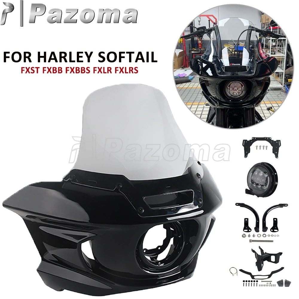 

Motorcycle Windshield Fairing Cover For Harley Softail Standard FXST Street Bob FXBB FXBBS Low Rider S FXLR FXLRS Headlight Cowl