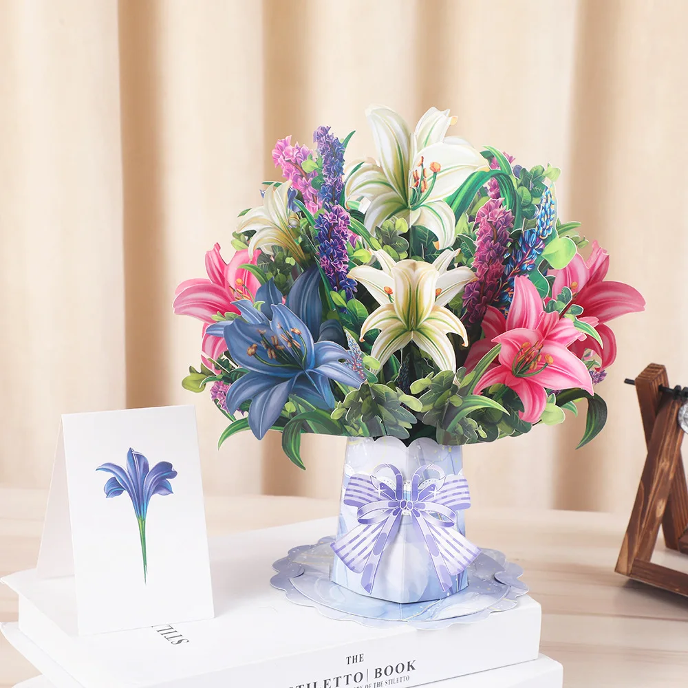Pop-Up Flower Card Flora 3D Greeting Card for Birthday Mothers Father's Day Graduation Wedding Anniversary Get Well Sympathy 2