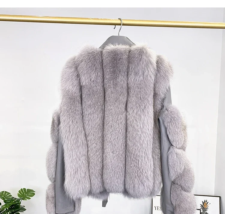 Winter New Real Fox Fur Coats With Genuine Sheepskin Leather Wholeskin Natural Fox Fur Jacket Outwear Luxury Women New