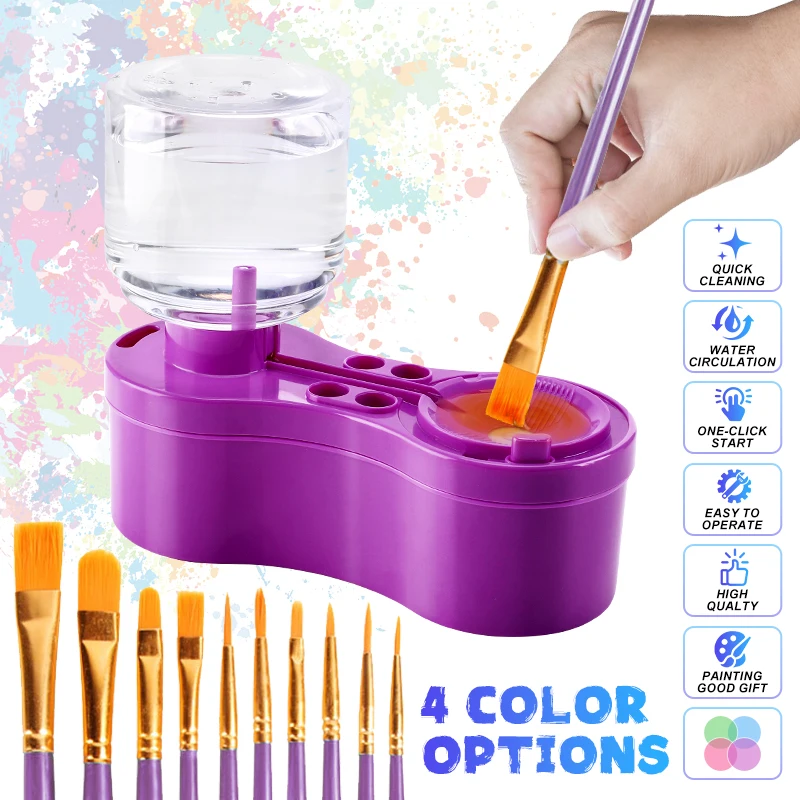 Paint Brush Cleaner Painting Supplies With Drainage And Brush Holder Tool For Acrylic Watercolor Water-Based Coating  Kid Gift