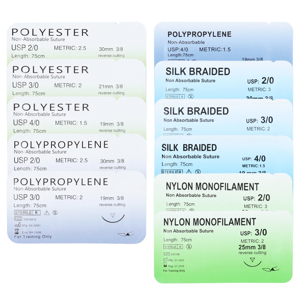 

2/0 3/0 4/0 Medical Surgical Suture Nylon Silk Polypropylene Polyester Surgical Simulation Suture for Suture Teaching Exercises