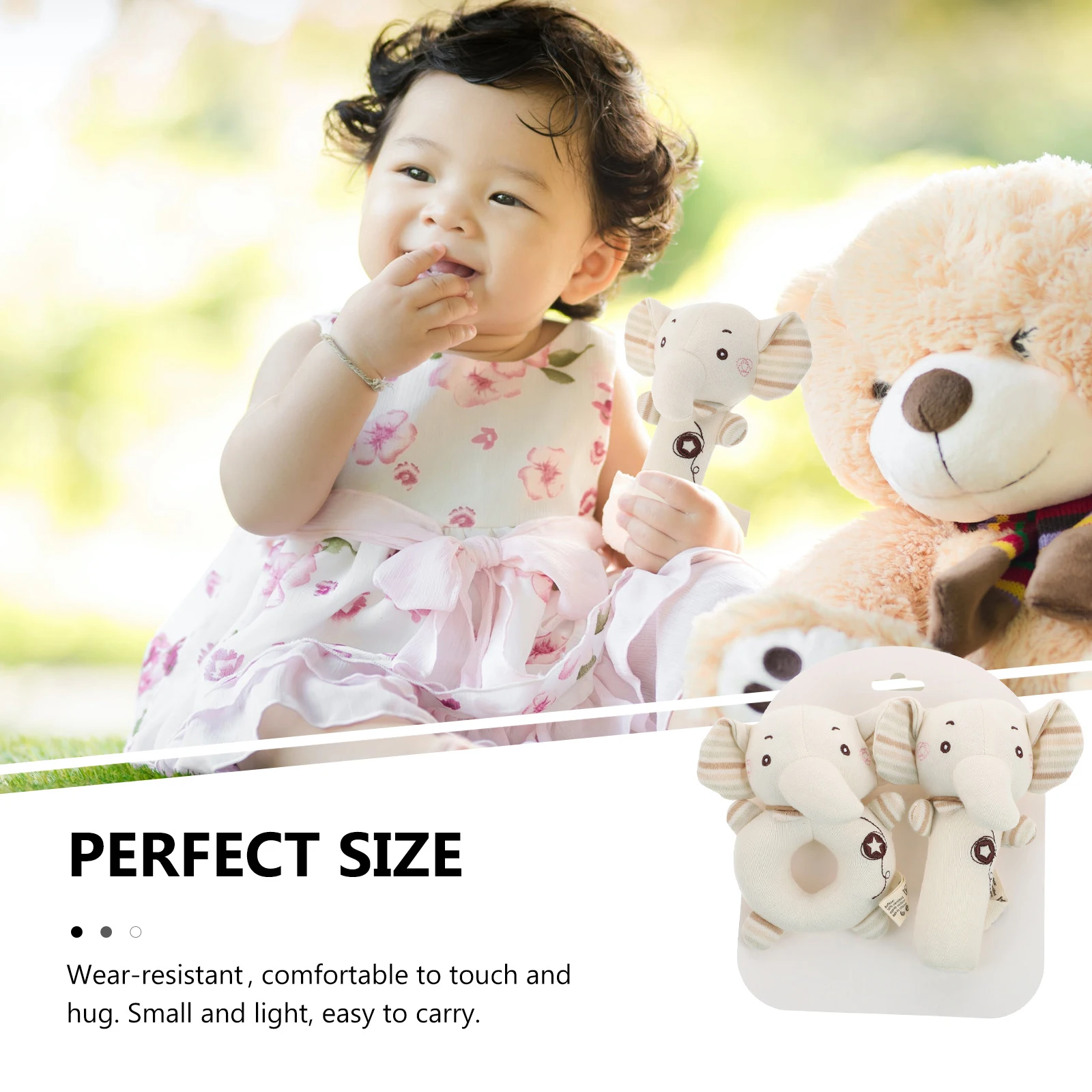 2pcs Baby Hand Bells Premium Music Stuffed Cotton Toddler Rattle Soothe Playthings Car Home Office Use Crinkly Sound