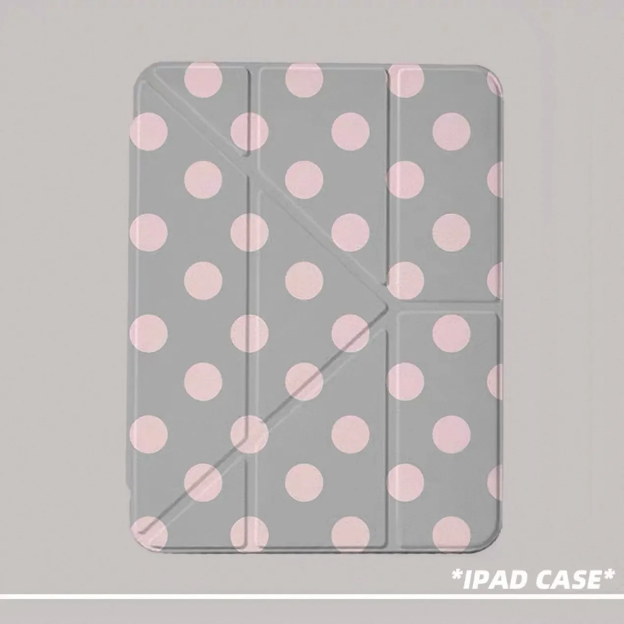 Pink Grey Polka Dots For iPad Case iPad Air 4 5 6 Pro 11 12.9 13 M4 10.9 10.2 Mini 7 6 Smart Y Folded Edge Case with Pen Holder