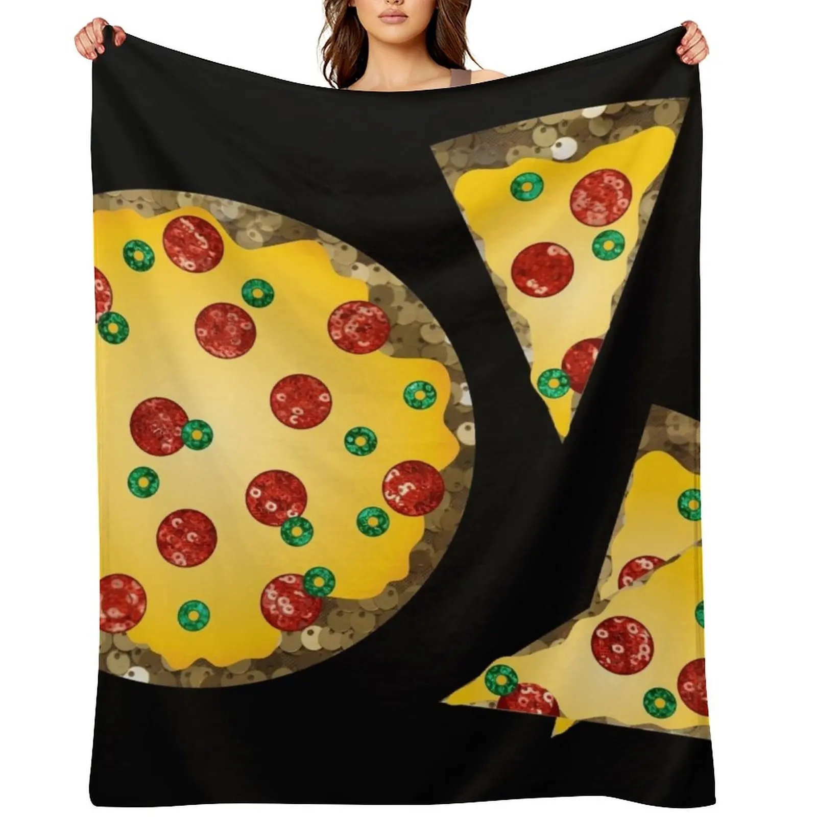 

sequin print pizza Throw Blanket Sofa Furrys Summer Beddings Hairys Blankets