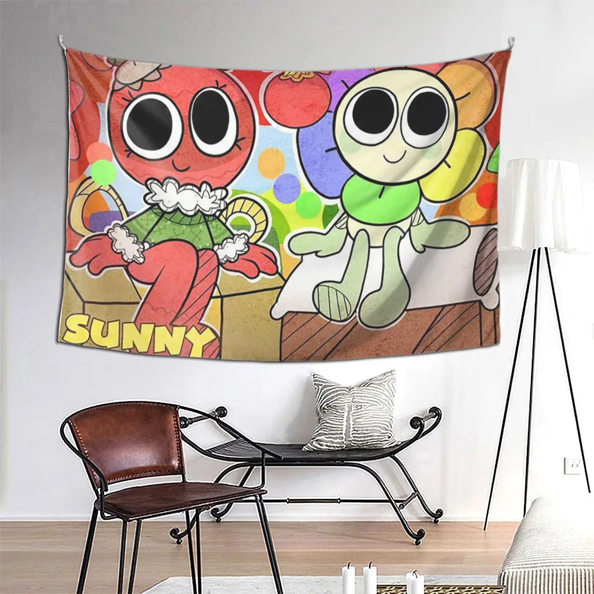 

Bobette And Dandy Cartoon Dandy's World Tapestry Hippie Wall Hanging Aesthetic Home Decor Tapestries for Living Room Dorm Room