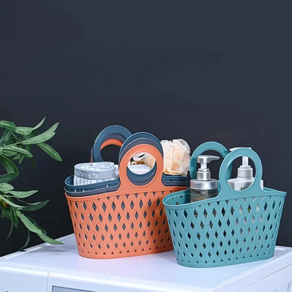 Portable Hollow Up Bathing Basket Bathroom Washing Supplies Storage Basket Hand Bag Type Laundry Drain Organizer Case Bathroom