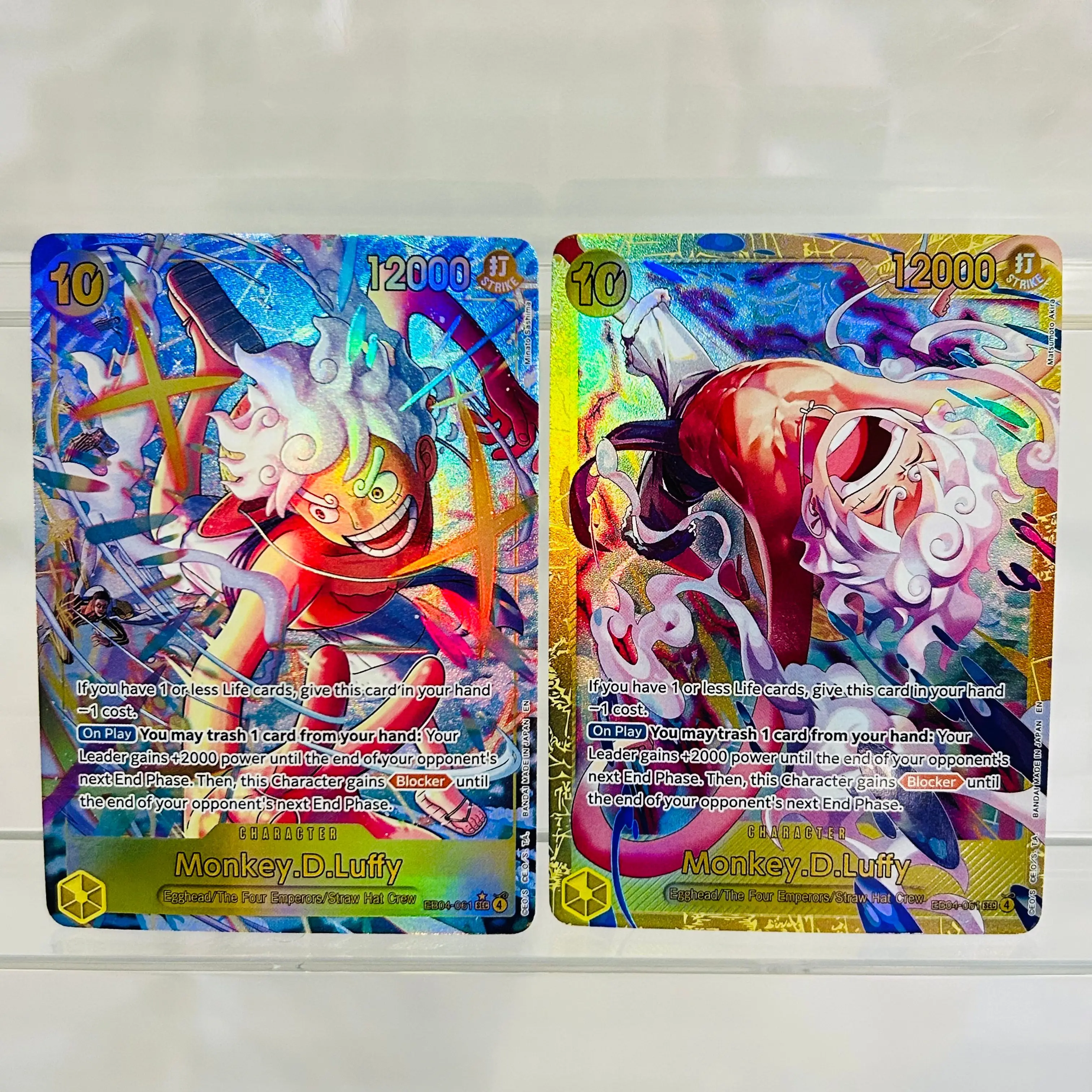 One Piece 2pcs Monkey.D.Luffy EB04-061 DIY Cards with Holographic Texture, Perfect Condition Premium Anime Collection Cards