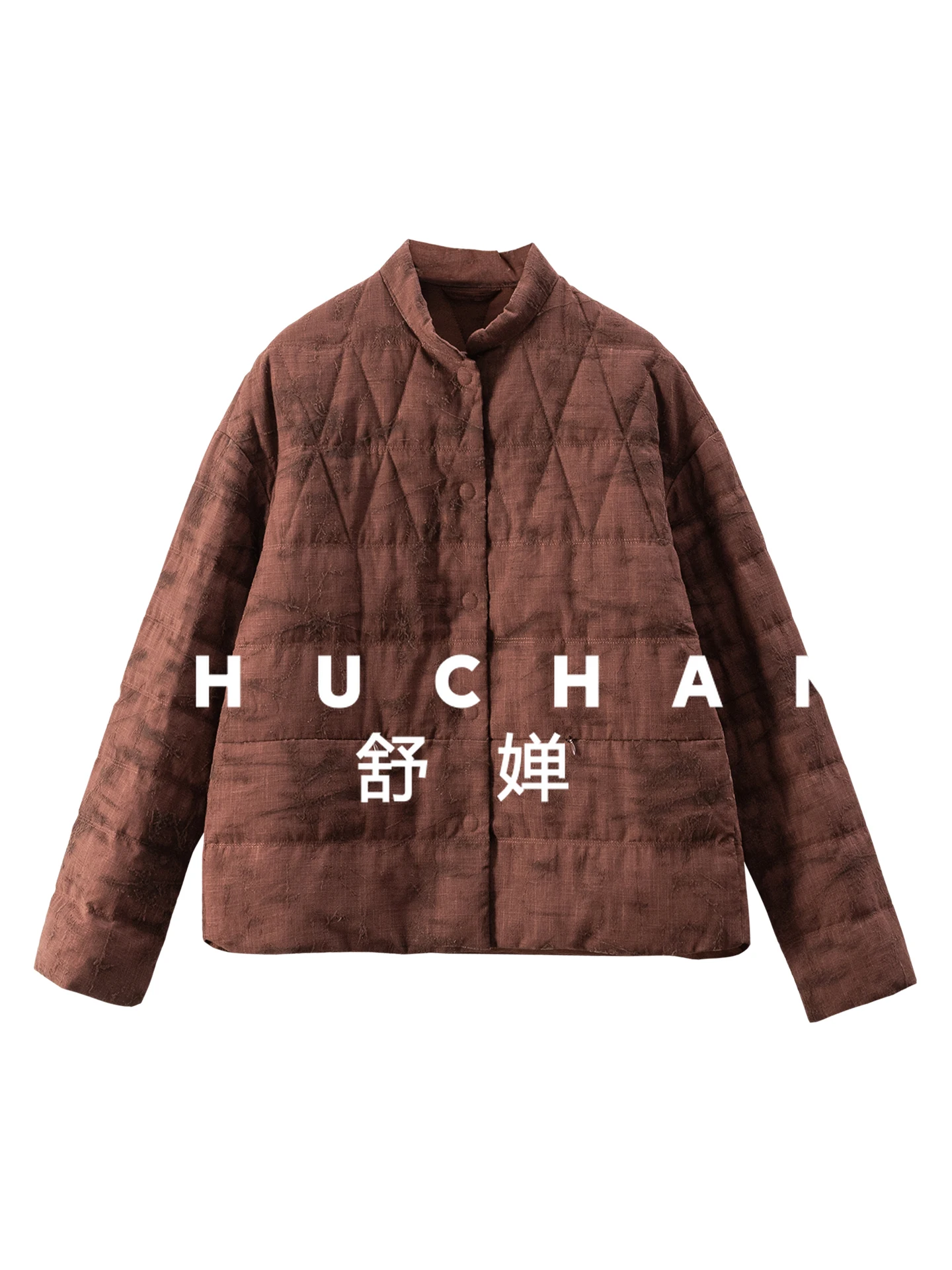 

Old Money Thin lyocell + Ramie Flocking 90 Goose Down Stand-up Collar Down Jacket Women 7Y63 Casaco Feminino Inverno