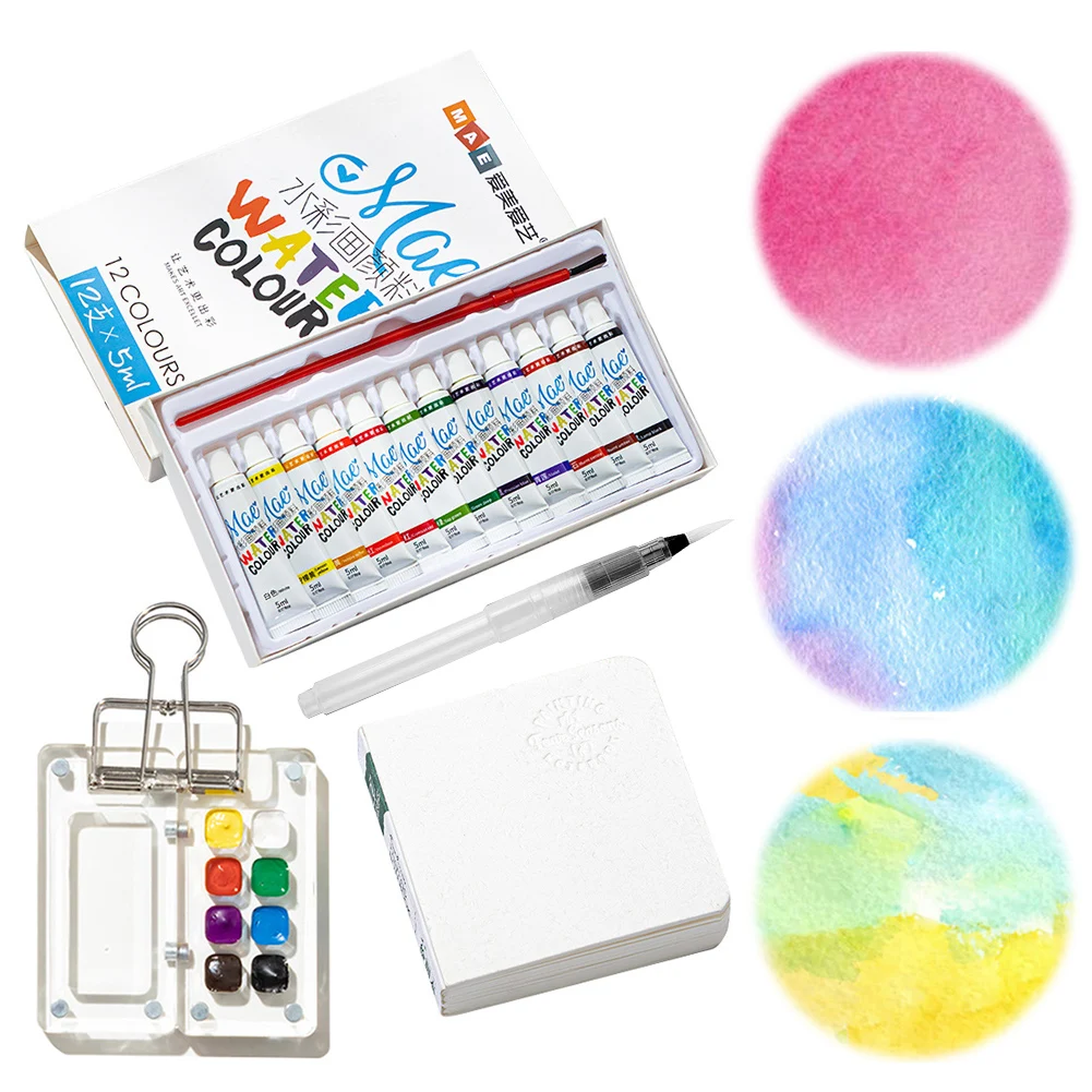 

Water Colour Paint Palette Travel Kit for Painters Artists Students Acrylic Grid Paint Box Portable Sketchbook Palette Set