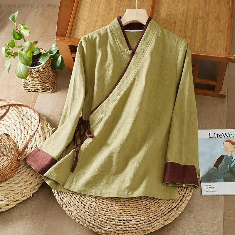 

Женский кардиган-кимоно в китайском стиле, улучшенная версия ханьфу, рубашка, весна 2026, новинка, художественный свободный костюм для чайной церемонии в стиле дзен, элегантный топ в древнем стиле