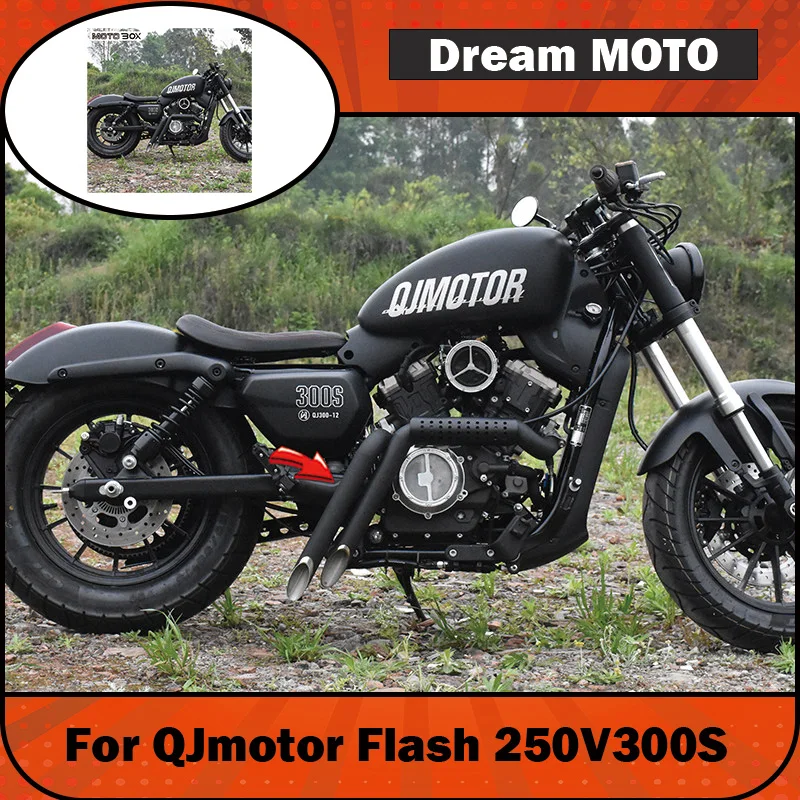 【Premium】For QJMOTOR Flash 250V300S modified right-side diagonal dual outlets for sweeping exhaust pipe accessories, the horsesh