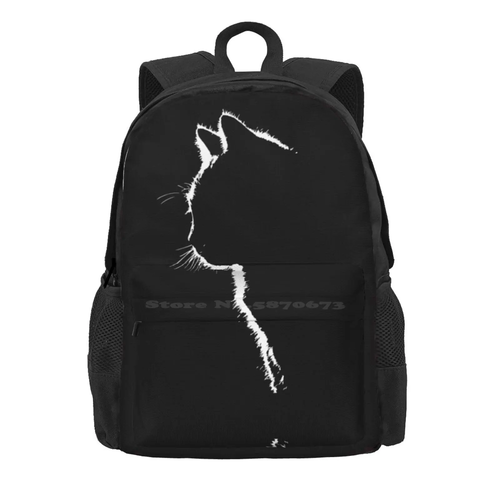 Cat Silhouette Hot Sale Schoolbag Backpack Fashion Bags Pets Feline Meow Silhouette Animal Grayscale Black And White Cats