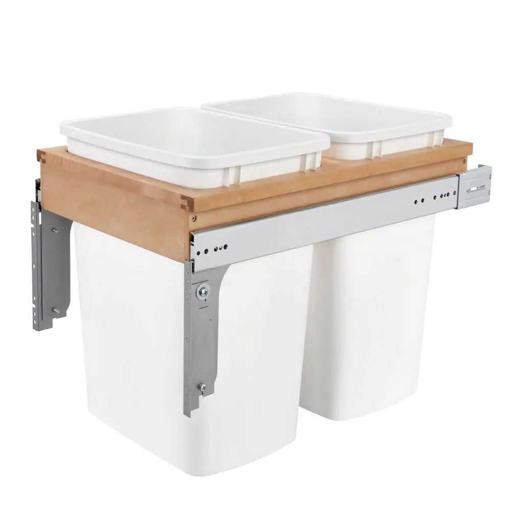 

Top Mount Double Pullout Under Cabinet 35 Quart Kitchen Trash Cans with 150 Pound Rated FullExtension Slides, 4WCTM18DM2