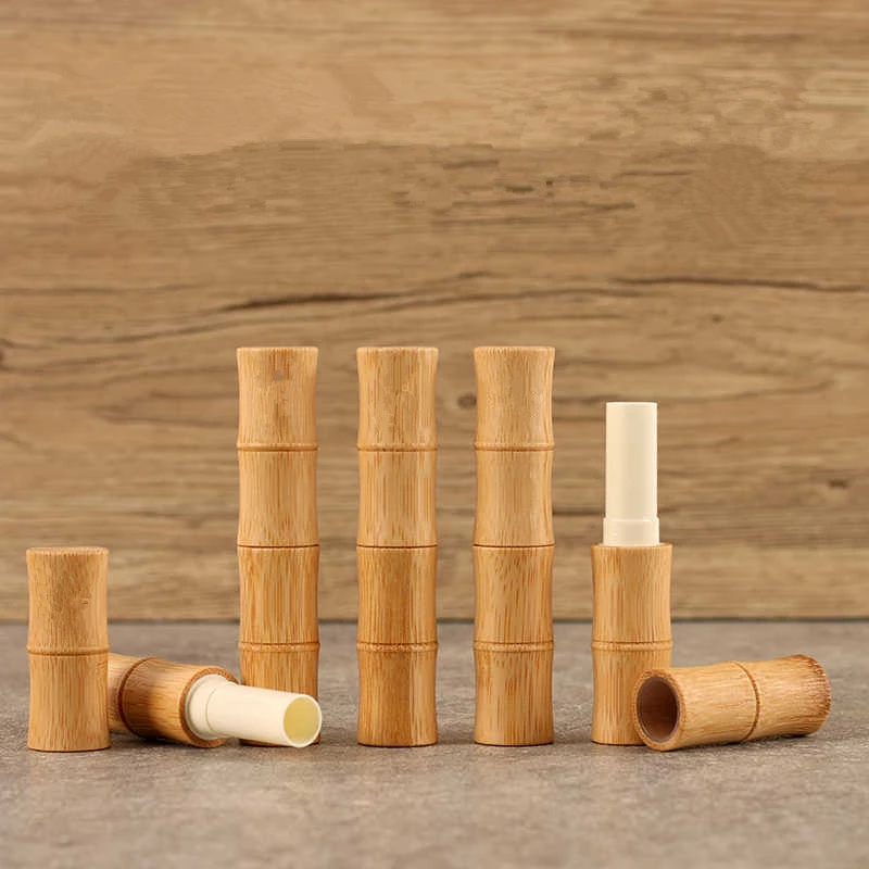 50Pcs Empty Natural Bamboo DIY Lipstick Lip Balm Lip Tube Cosmetic Container Empty Lip Gloss Tube