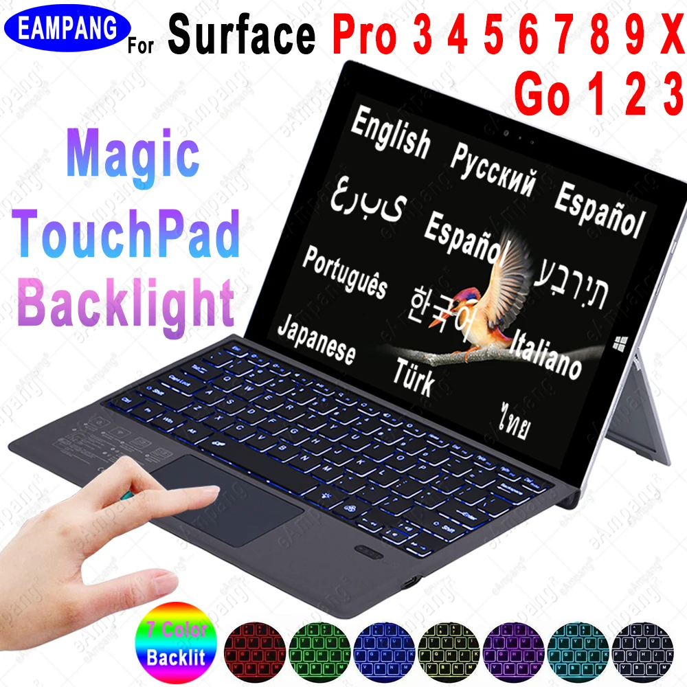 

Trackpad Keyboard for Microsoft Surface Pro 3 4 5 6 7 8 9 X Go 1 2 3 Keyboard Russian Spanish Arabic Hebrew Korean French AZERT