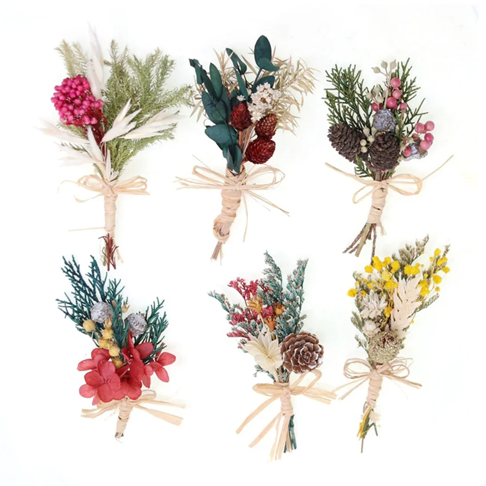 

6 шт. натуральный мини-букет сушеных цветов, маленький букет сухих цветов для рукоделия, реквизит для фото, искусственные цветы, украшение для свадебных открыток, домашний декор