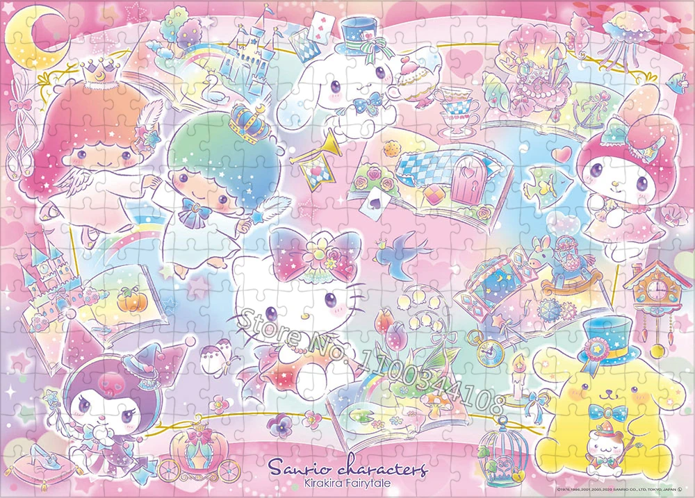 35/300/500/1000 Pieces Sanrio Characters Wooden Puzzles Hello Kitty Little Twin Stars Cinnamoroll Jigsaw Puzzle Collection Toys