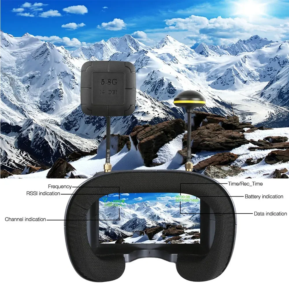 5.8G FPV Goggles LS-008D 4.3 Inch 40CH DVR Dual Antenna Built-in Battery for RC Racing Drone