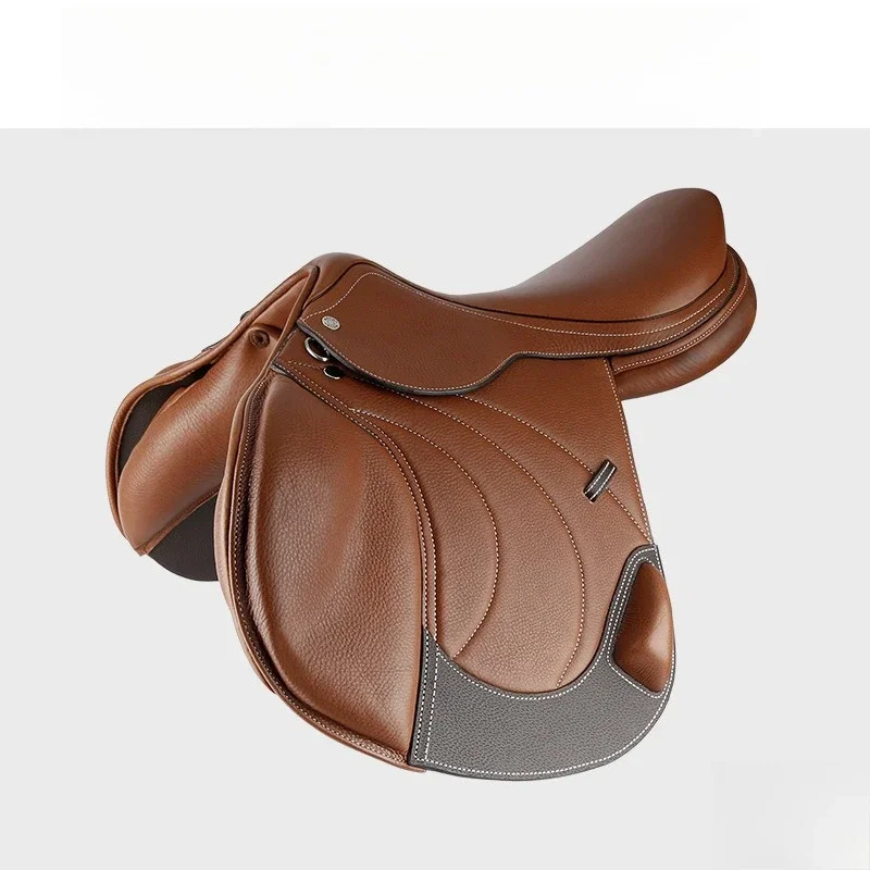

Saddle, double leather, obstacle saddle, black, brown, harness