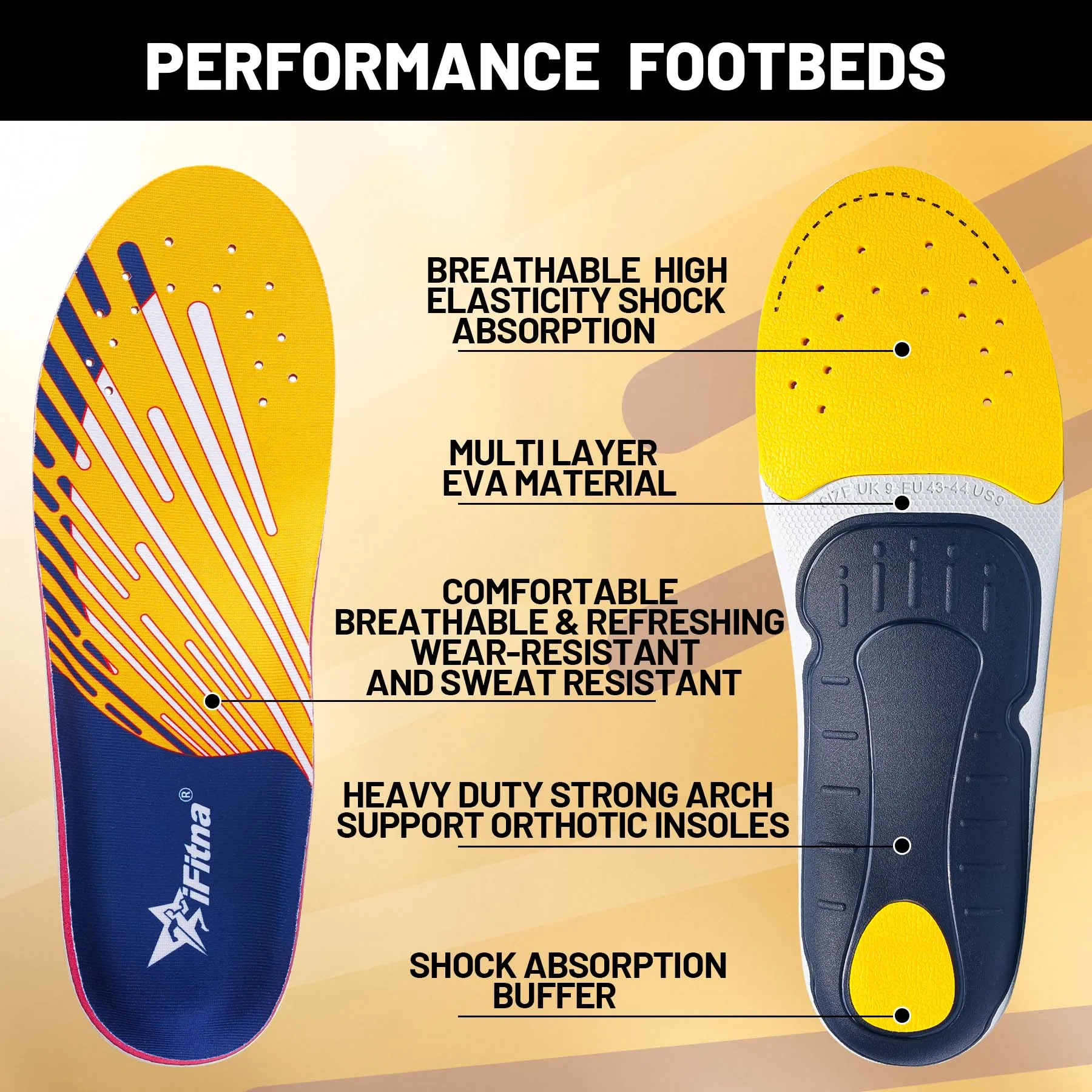 Arch Support Insoles for Men & Women - Multi-Scene Shock Absorption for Plantar Fasciitis, Flat Feet | Work, Sports, Outdoor