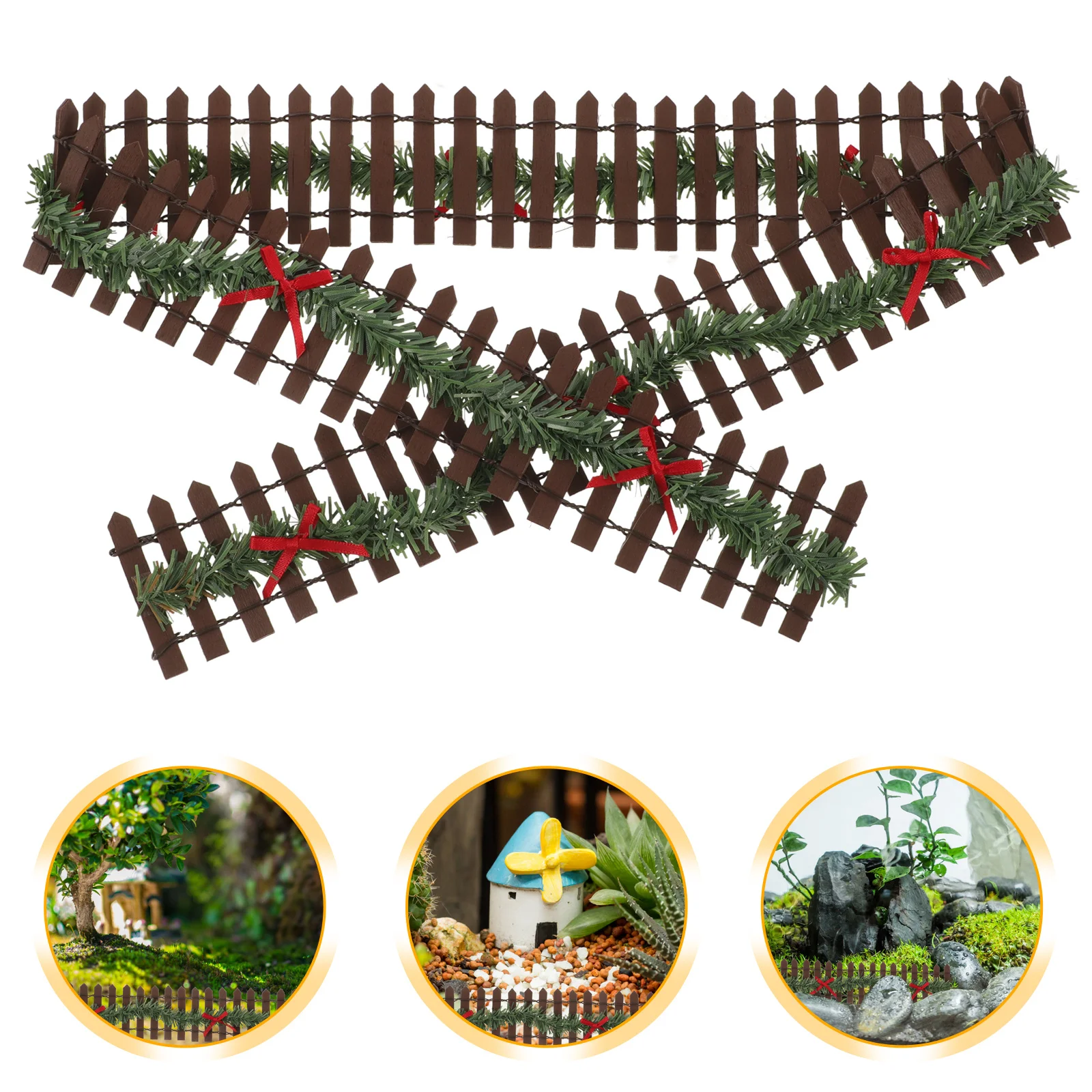 

Wooden Mini Fence for Garden Micro Landscape Xmas Decoration Small Picket Fence Ornament Unique Craft Supply