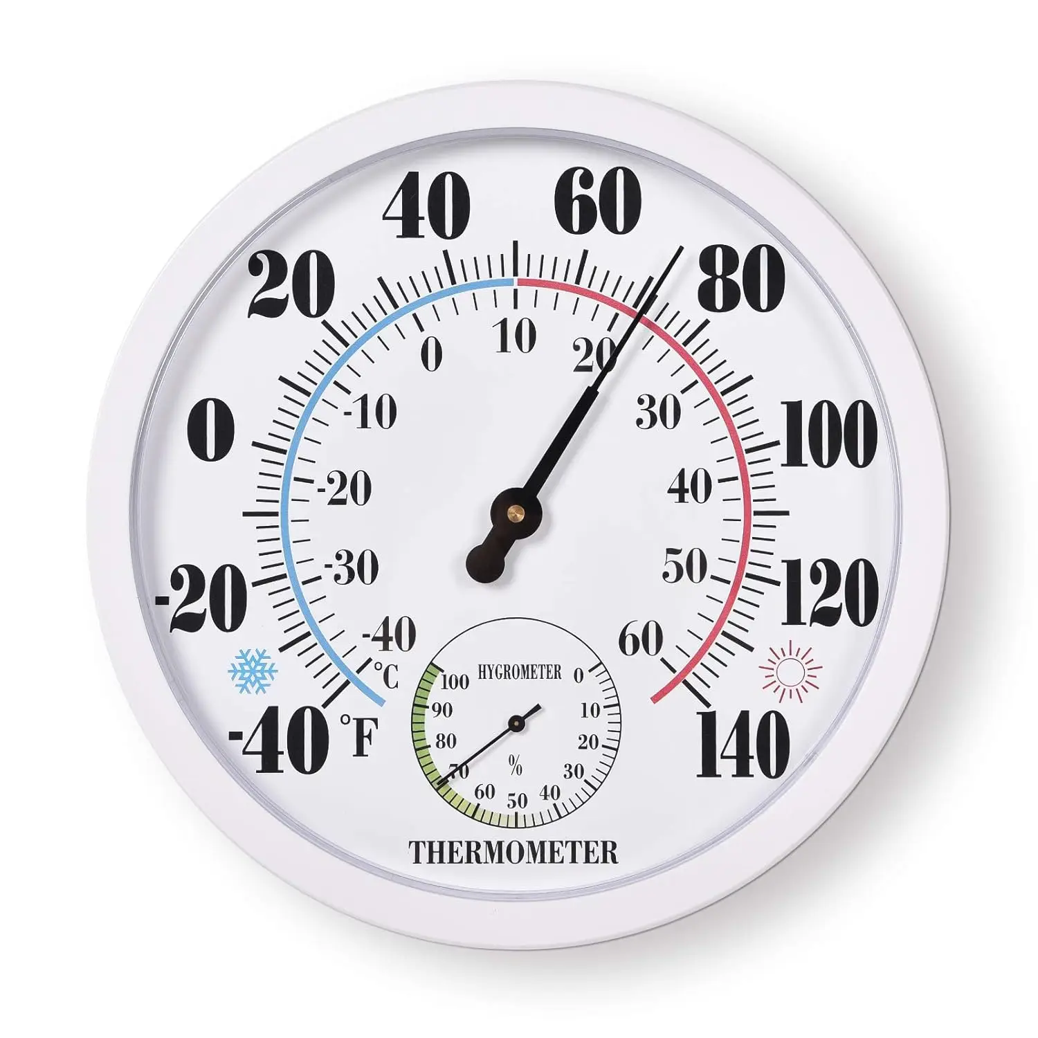 

Large Waterproof Outdoor Thermometer, No Battery Needed, Easy to Read, Wall or Patio Decor (White)