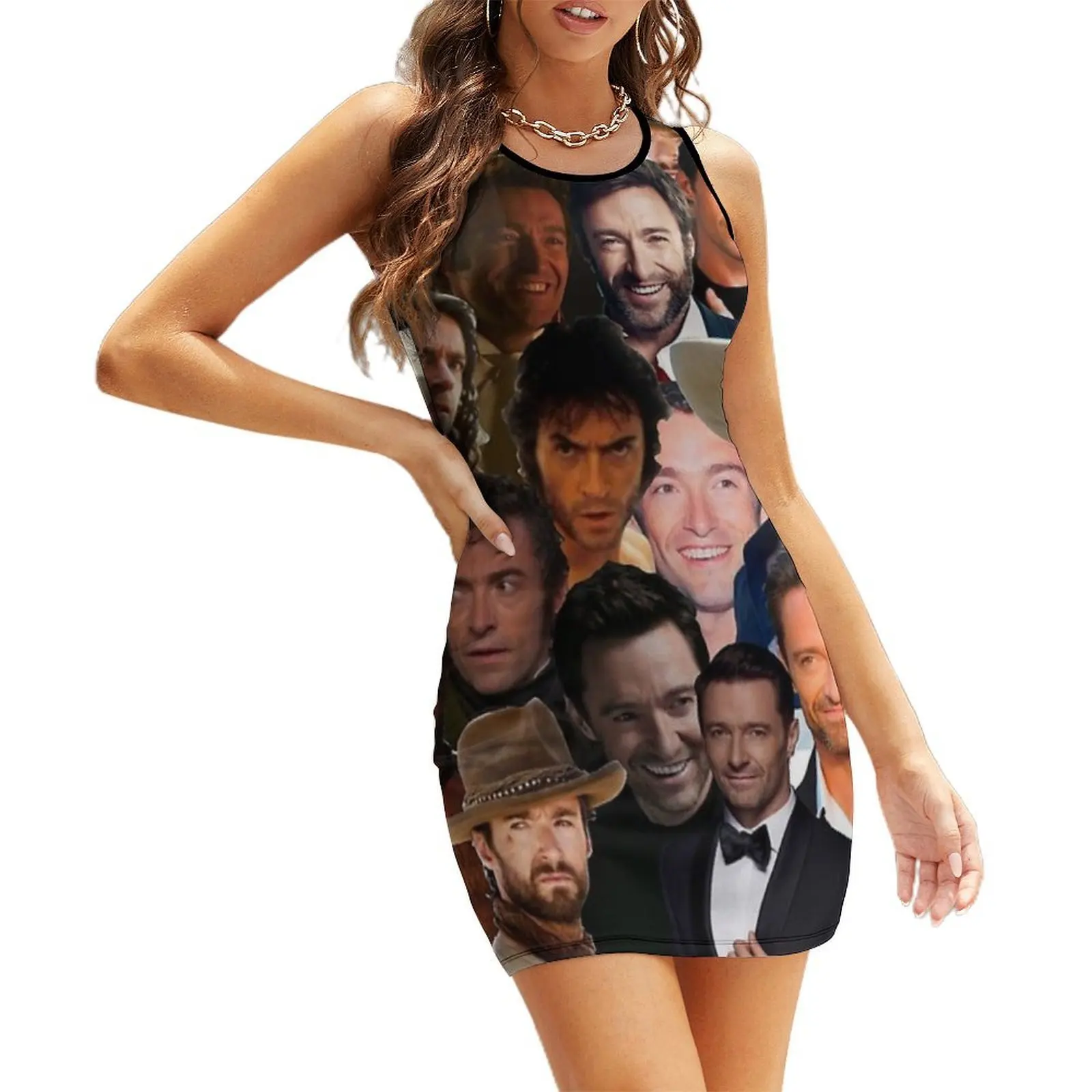 

Hugh Jackman Photo Collage 2 Sleeveless Sundress dress for women Dress vintage evening dress ladies sexy