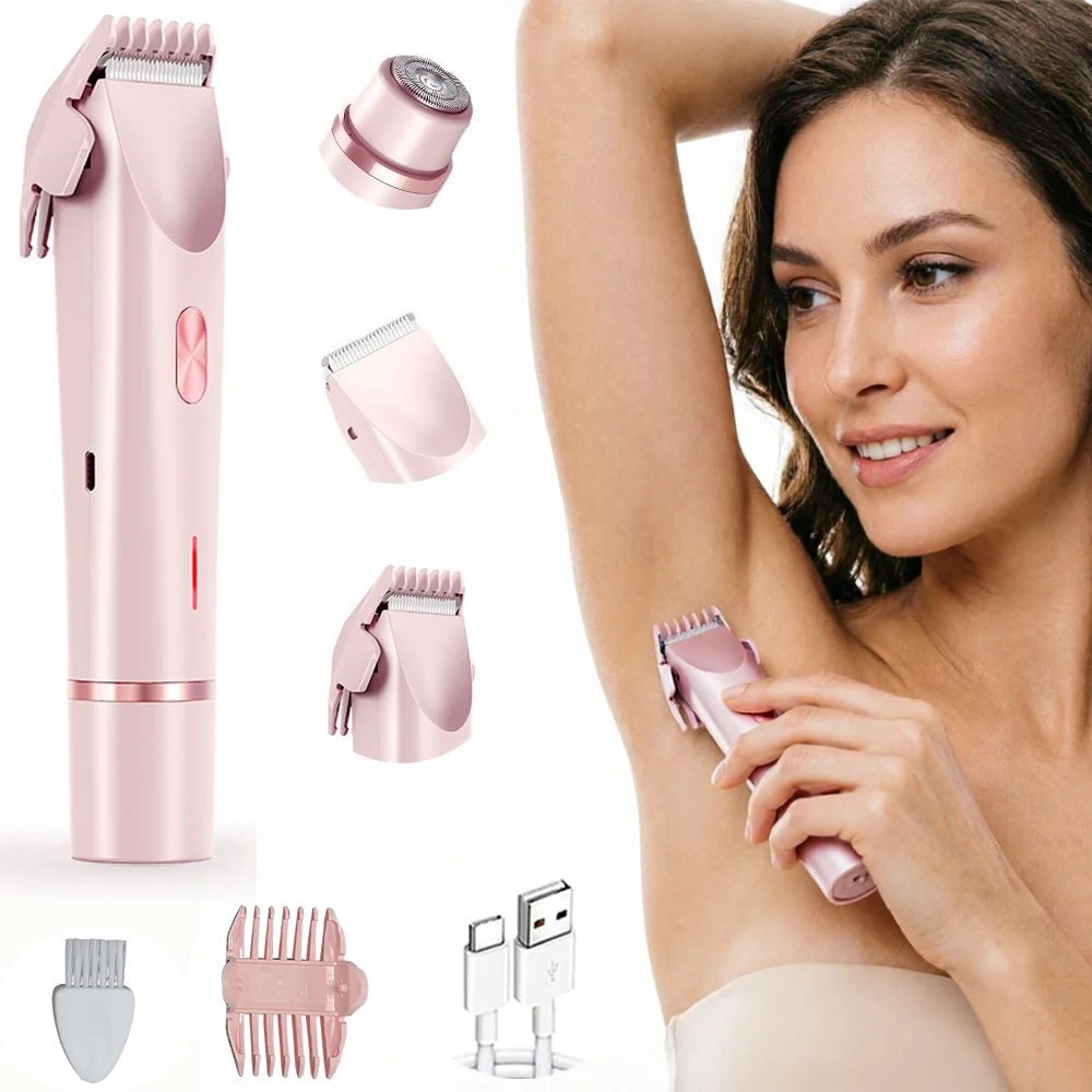 Electric Shaver for Women Mini Shaving Machine Female Double Head Painless Rechargable Hair Remover for Body Face Bikini Legs