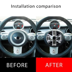 Car Steering Wheel Center Decorative Sticker Cover For MINI Cooper R50 R52 R53 Decal Auto Accessories