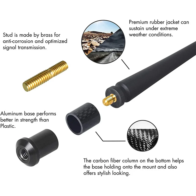 Car Radio FM AM Signal Aerial For Wrangler JK TJ For Ford F150 Jeep Wrangler 13 inches Rubber Antenna Optimized FM/AM Reception