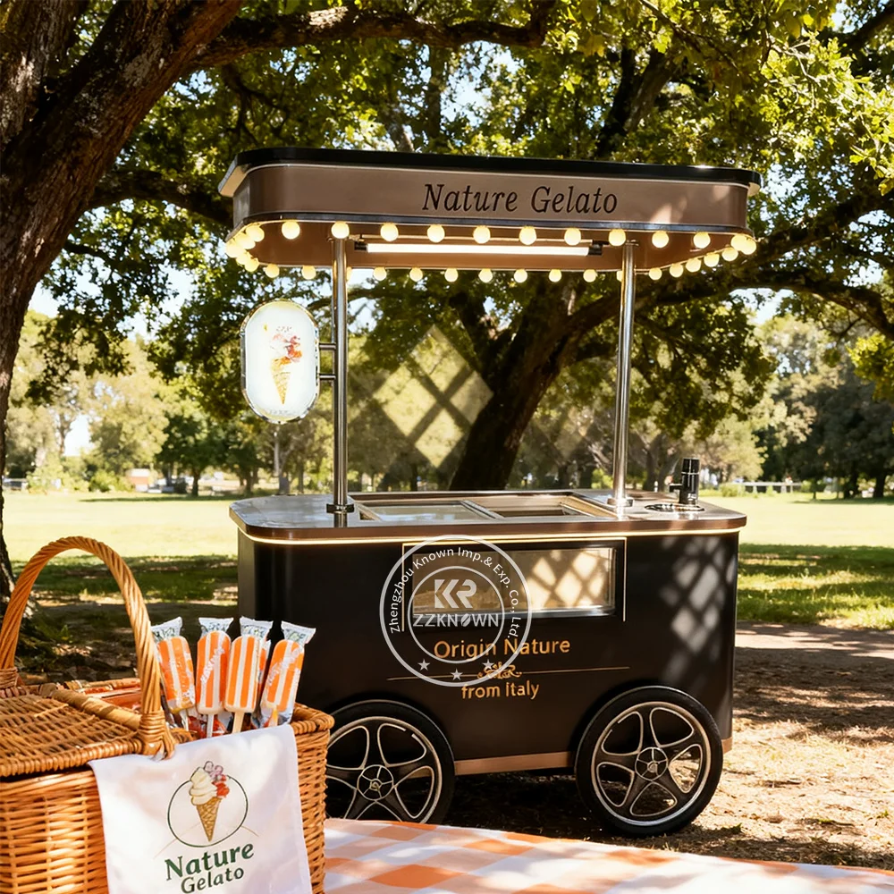 

Mobile Food Cart Ice Cream Push Cart Street Food Cart Mobile Catering Cart Street Vending Carts Outdoor Food Cart