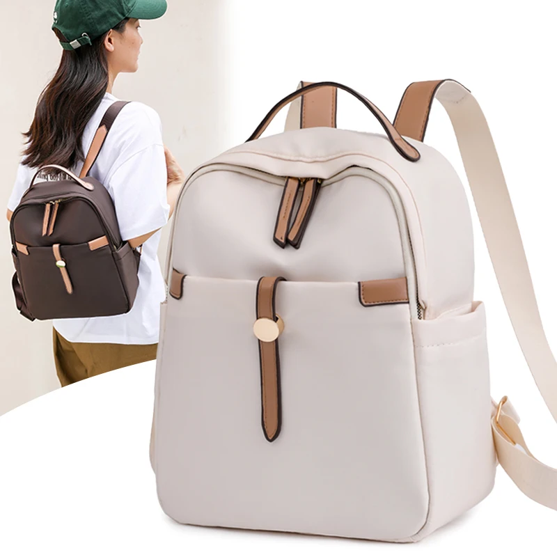 Super Light Waterproof Women's Backpacks High Quality Oxford Cloth School Bag For Girl Fashion Colorblock Design Ladies Backpack