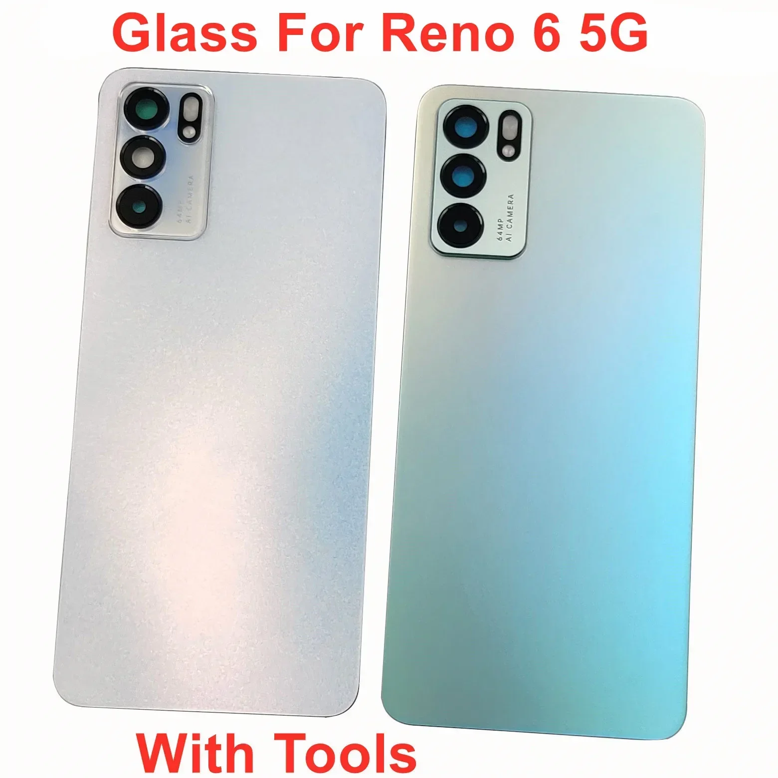 A+++ Gorilla Glass For OPPO Reno 6 5G Hard Battery Cover Back Lid Rear Door Housing Panel Case With Camera Lens Adhesive Glue