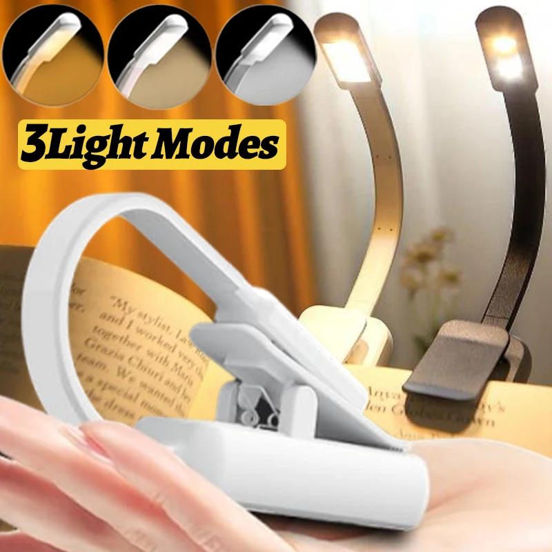 

LED Clip Book Light Read Table Lamp 3 Color Brightness Night Lights Flexible Desk Lamps Portable Dormitory Light Travel Lighting