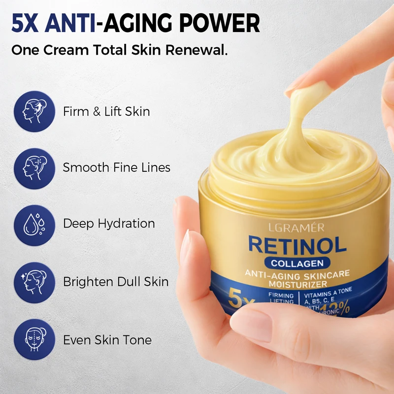 Retinol Face Cream Moisturizing Wrinkle Remover Collagen Hyaluronic Acid Creams 30g/60g Skin Care Cosmetic for Women&Men