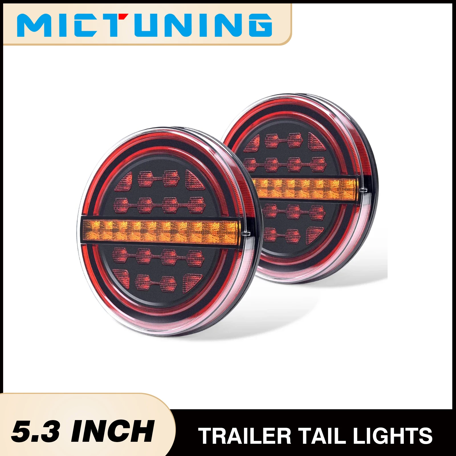 

MICTUNING 2 шт. светодиодные задние фонари для прицепа 12/24 В погружной круглый стоп-сигнал DRL поток указатели поворота для прицепа грузовика RV автомобиль