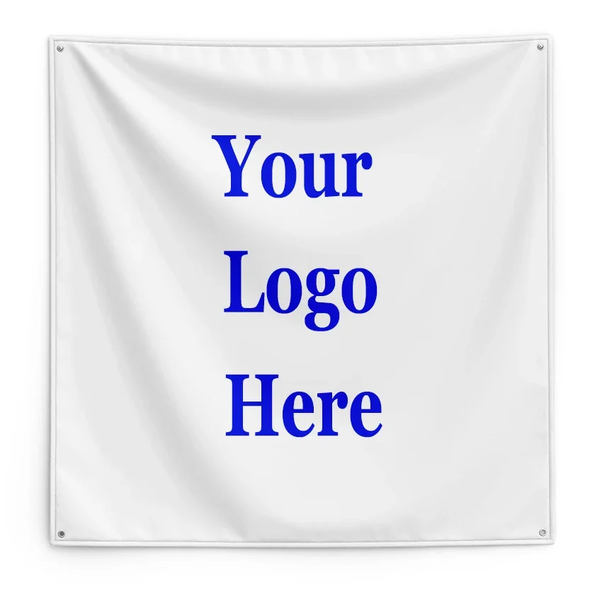 Bandera cuadrada personalizada, impresión de doble cara, promoción de empresa, publicidad, decoración del hogar, tapiz de pancarta de poliéster 100D