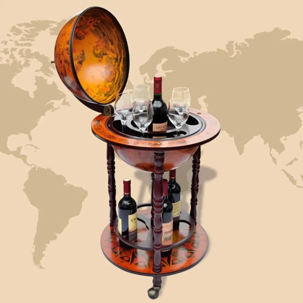 Globe Bar Wine Stand Eucalyptus Wood M, Weight - 17.64 Lbs