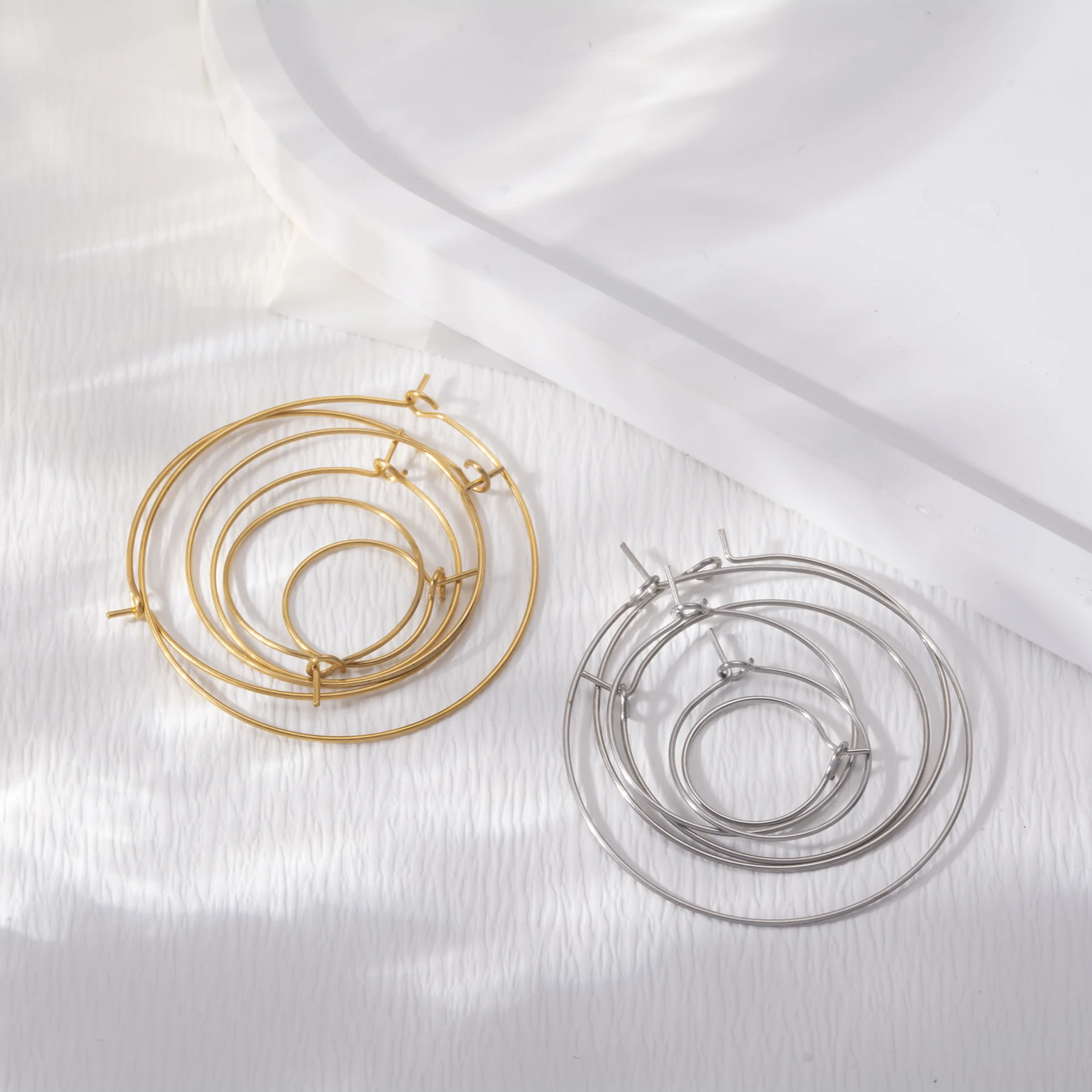 50 Stück Edelstahl, hypoallergen, 15 mm–40 mm, runde, kreisförmige Drahtohrringe, passend für die Herstellung von Schmuck und Ohrringen im DIY-Stil. – Detail 6