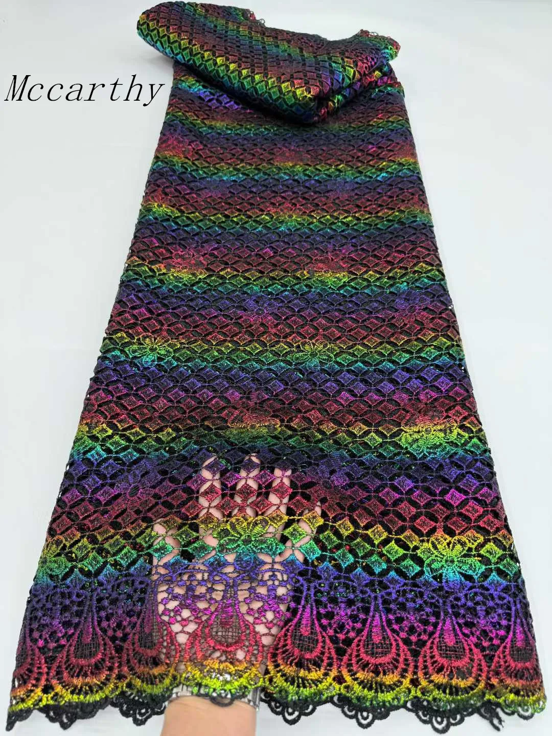 

African Milk Silk Fabric With Water Soluble Lace 2026 High Quality Milk Silk Nigerian Mesh Lace Fabric For Wedding Dress