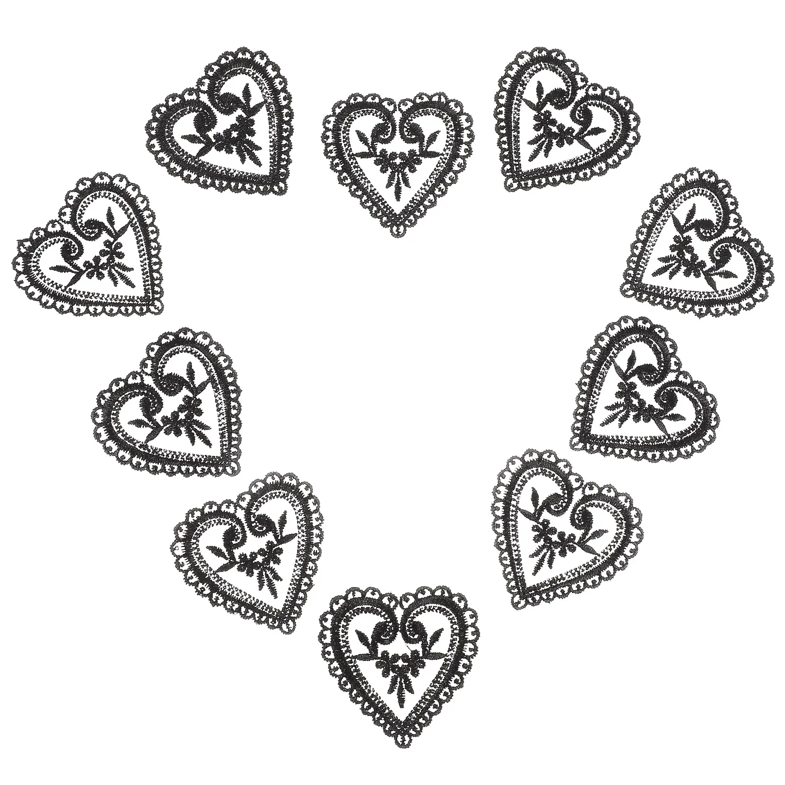 

10 Pcs Organza Applique Embroidered Patch Heart Clothing DIY Heart Shape Sewing Cover Stains Holes Elastic Band